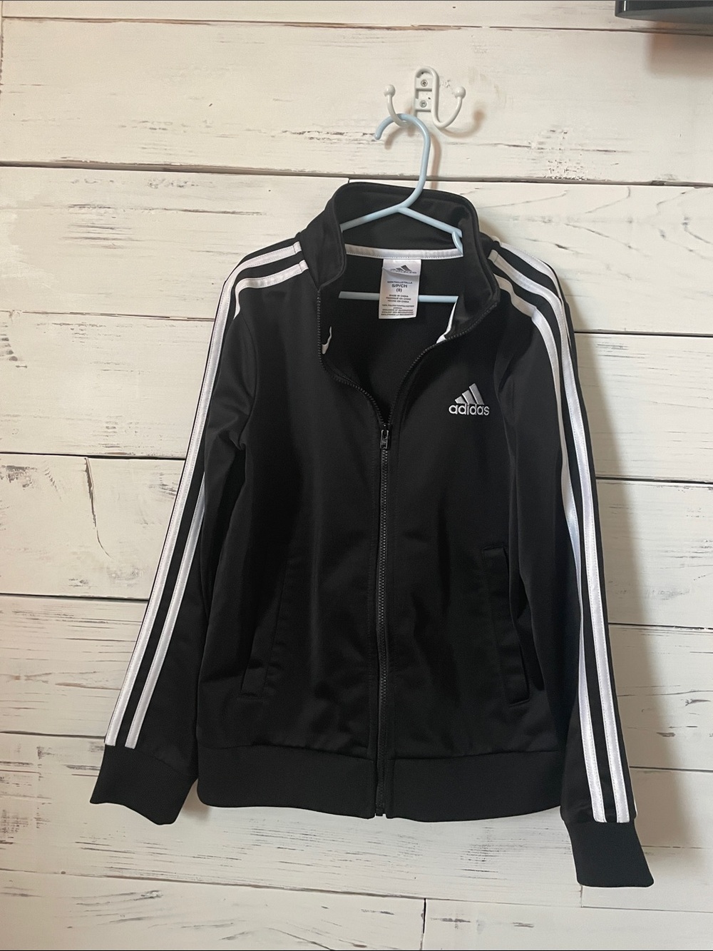 adidas Black Jacket with White Three-Stripes